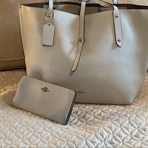 Authentic-Baby blue Coach purse with matching wallet